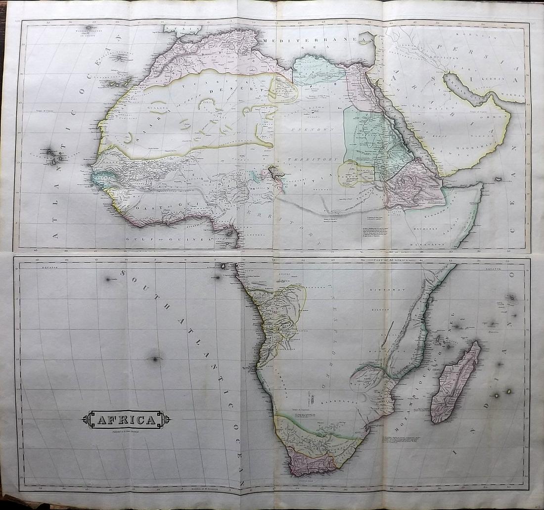 Lizars, Daniel 1831 LG Rare HC Map. Africa on 2 Sheets (1 of 2)