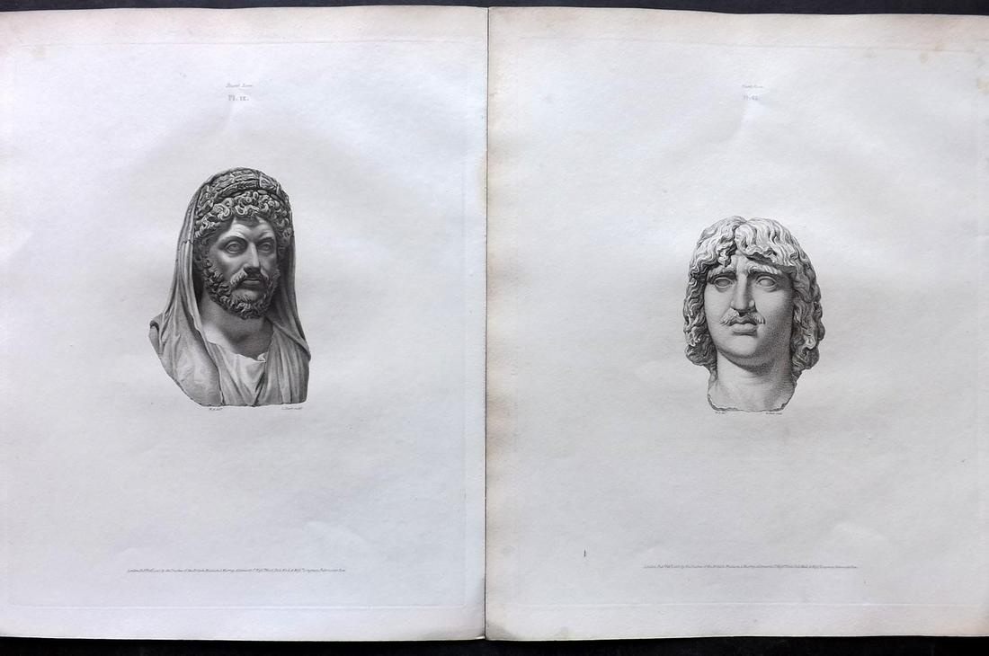 British Museum Ancient Marbles 1818 Pair of Folio Sculpture Statue Prints (1 of 2)