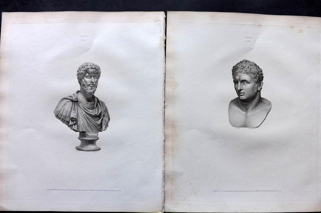 British Museum Ancient Marbles 1818 Pair of Folio Sculpture Statue Prints (1 of 2)