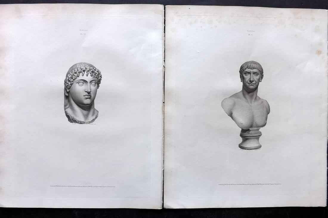 British Museum Ancient Marbles 1818 Pair of Folio Sculpture Statue Prints (1 of 2)