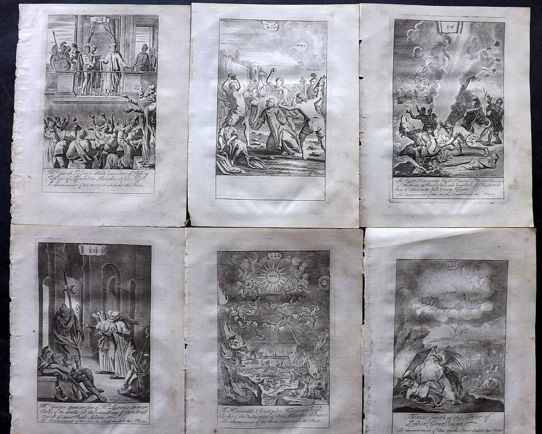 Fontaine, Nicolas 1711 Lot of 6 Antique Religious Prints: 6 Sheets containing 12 Engravings (Printed both sides) Copper Plates Published 1711, London for "The History of the Old and New Testament Extracted out of Sacred Scripture" by Le Sieur de Royaumont (N