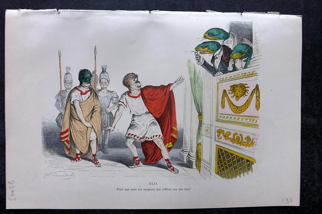 Grandville, J. J. 1869 HC Anthropomorphic Print. Monkeys, Snakes 42 (1 of 2)