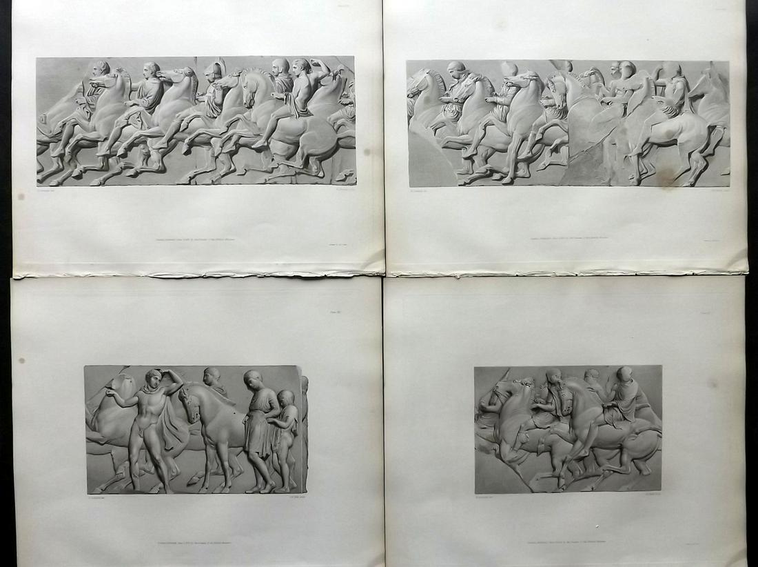 British Museum Ancient Marbles 1839 Lot of 4 Ancient Marble Prints: Steel Engravings Published 1812-61, London for "A Description of the Collection of Ancient Marbles in the British Museum" by the British Museum, Department of Greek and Roman Antiquities. Paper Size: