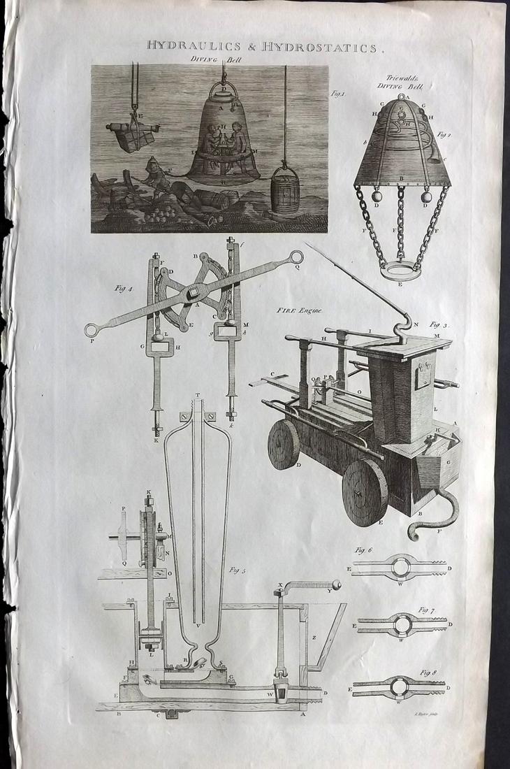 Chambers & Rees 1788 Folio Prints. Diving Bell etc (1 of 2)