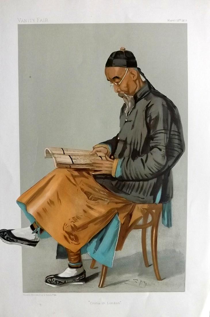Vanity Fair Print 1903 Chang Ta-Jeng, China, Oriental: Chromolithograph Published 1869-1914, London for "Vanity Fair" Paper Size: 15 x 10 inch (38 x 25cm) Approx. Good Condition
