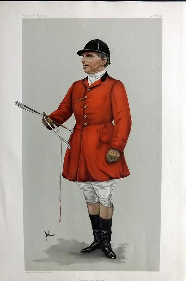 Vanity Fair Print 1903 Robert Rodney Wilmot, Foxhunter: Chromolithograph Published 1869-1914, London for "Vanity Fair" Paper Size: 15 x 10 inch (38 x 25cm) Approx. Good Condition