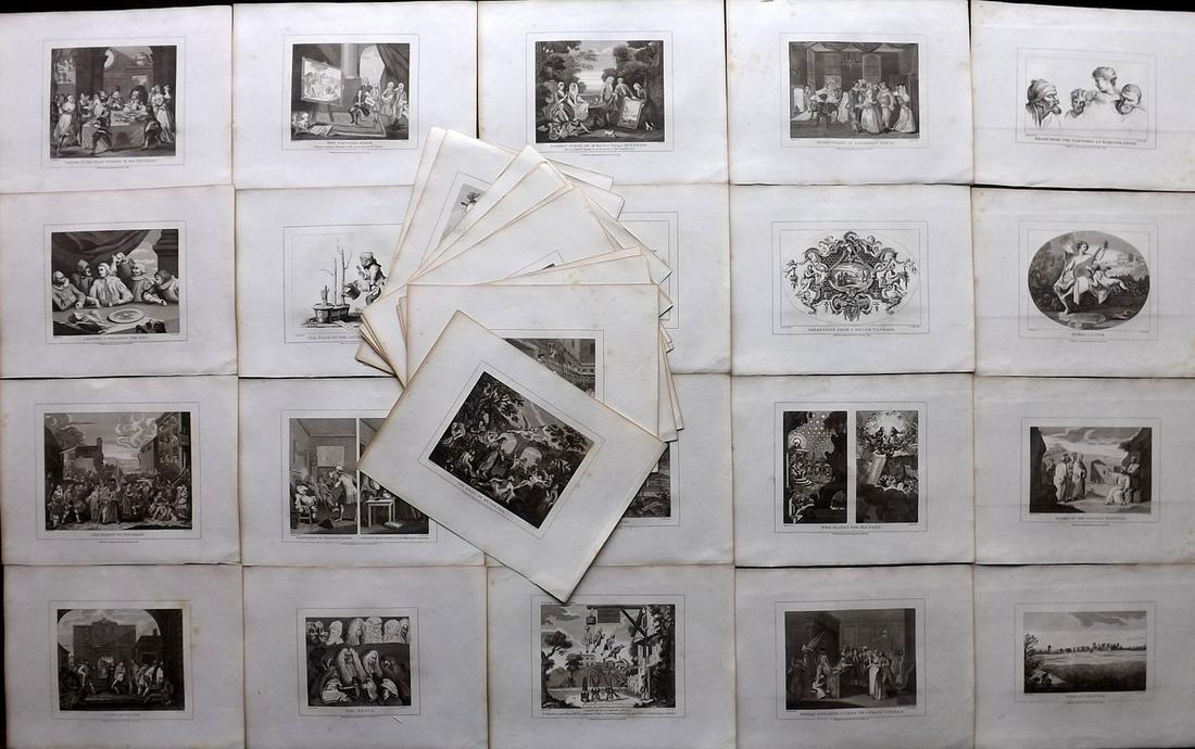 Hogarth, William 1813 Lot of 34 Antique Satire Prints (1 of 6)
