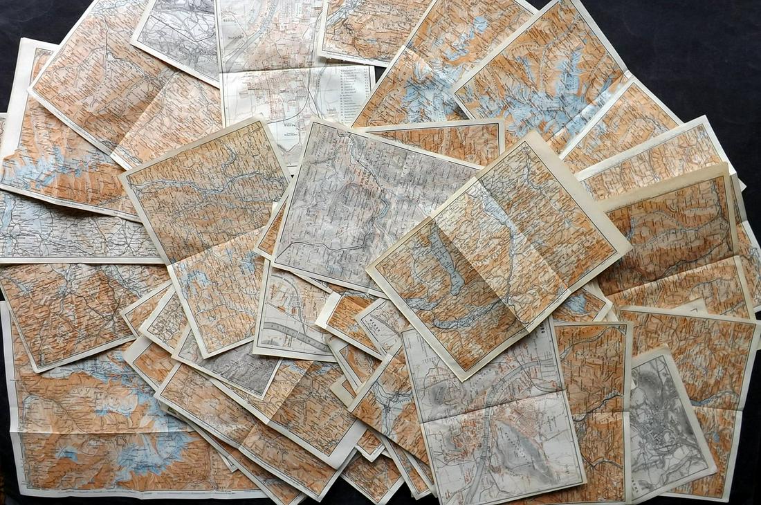 Baedeker, Karl 1907 Lot of 65 Antique Maps. Eastern Alps. Germany Austria Italy (1 of 5)