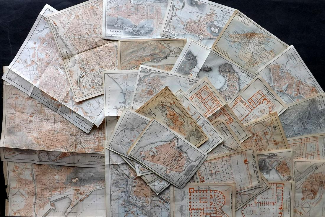 Baedeker, Karl 1901 Lot of 34 Antique Maps. Spain & Portugal incl Majorca (1 of 5)