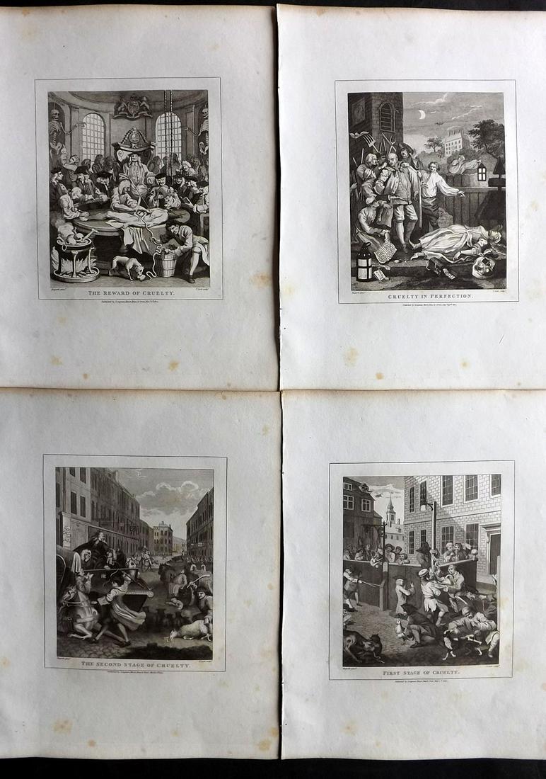 Hogarth, William 1813 Set of 4 Prints. Four stages of Cruelty (1 of 2)