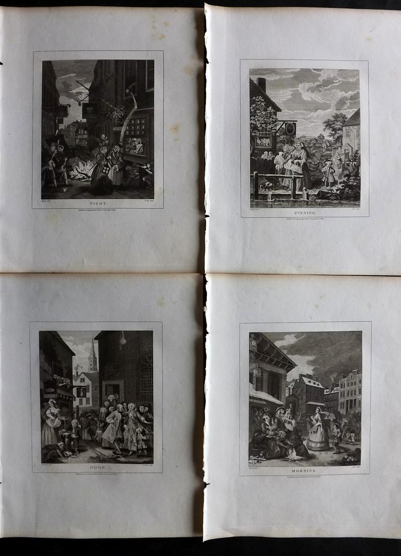 Hogarth, William 1813 Set of 4 Prints. Four times of Day (1 of 2)