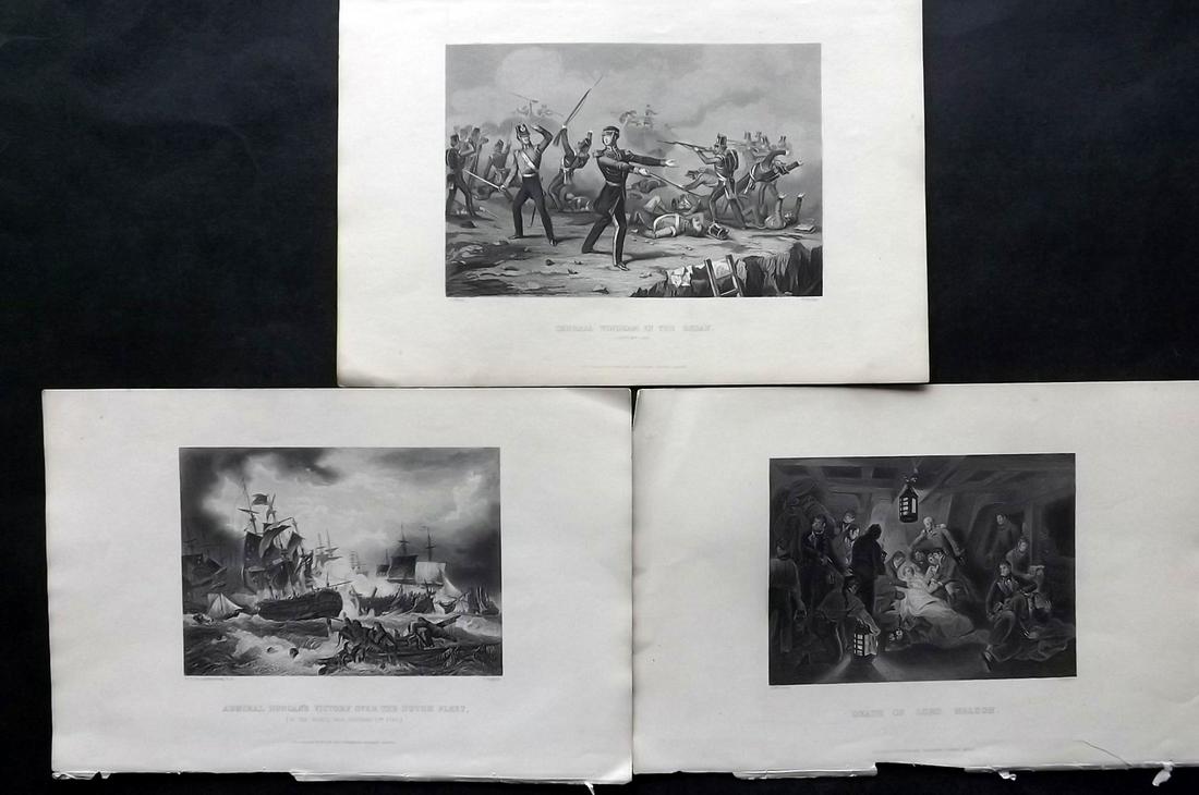 Hume, David C1860 Lot of 3 Naval & Military Prints. Nelson, Adm. Duncan's Victory (1 of 2)