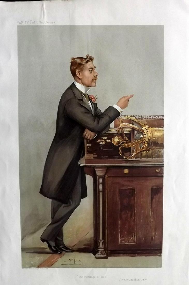 Vanity Fair Print 1905 H. O. Arnold-Forster: Chromolithograph Published 1869-1914, London for "Vanity Fair" Paper Size: 15 x 10 inch (38 x 25cm) Approx. Minor wrinkle in top margin. Good Condition