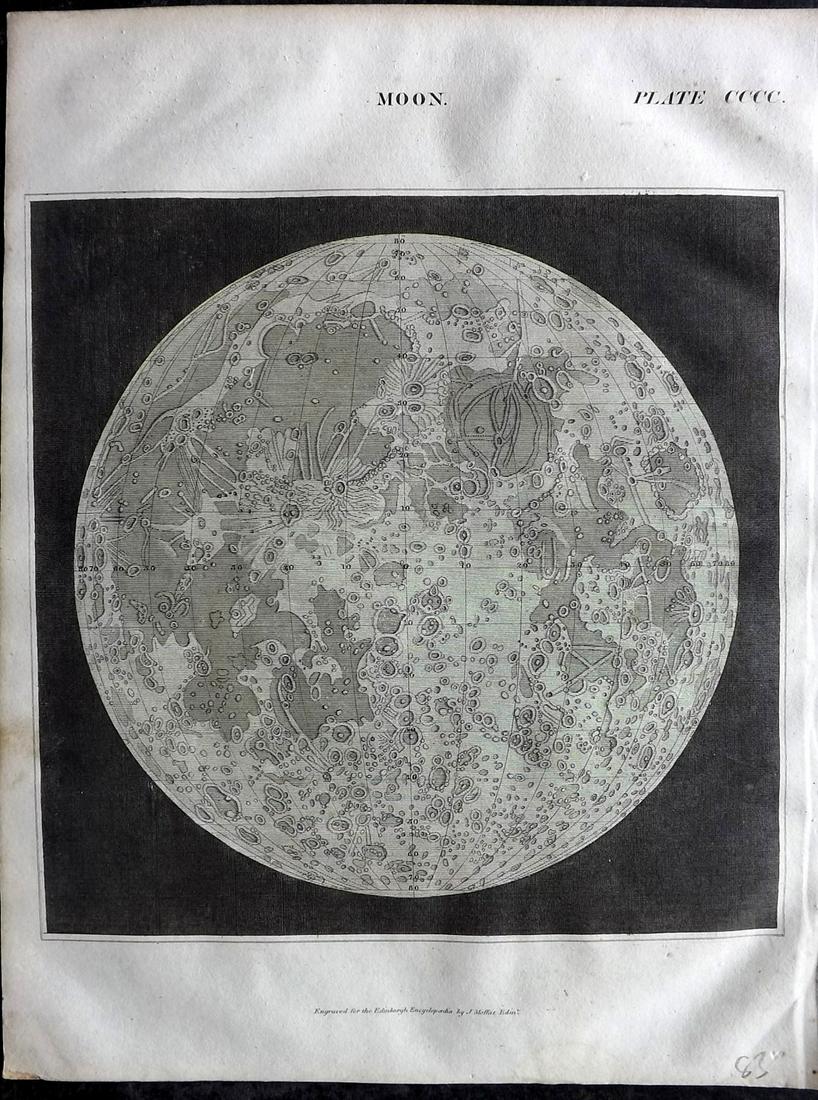 Brewster, David 1830 Astronomy Print. The Moon (1 of 2)