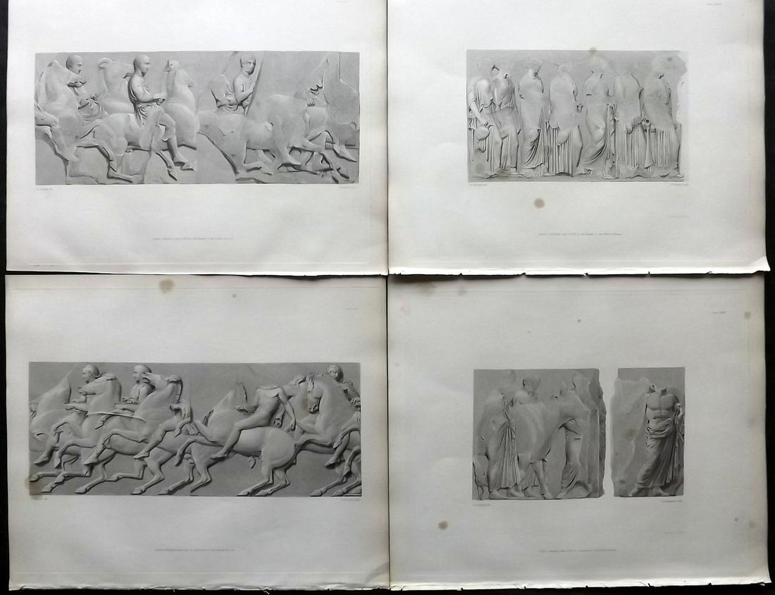 British Museum Ancient Marbles 1839 Lot of 4 Ancient Marble Prints: Steel Engravings Published 1812-61, London for "A Description of the Collection of Ancient Marbles in the British Museum" by the British Museum, Department of Greek and Roman Antiquities. Paper Size:
