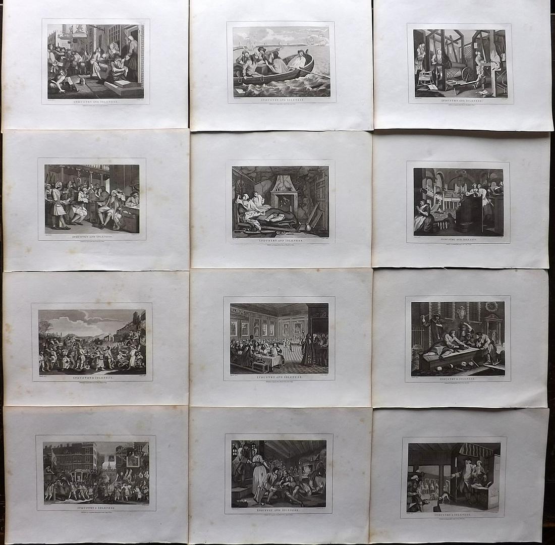 Hogarth, William 1813 Set of 12 Prints. Industry and Idleness (1 of 2)