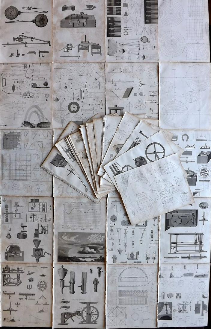Gregory, G. 1806 Lot of 50 Science & Tech Prints: Some plates are Multi-Subject on the same plate. Copper Plates Published 1806, London for "A Dictionary of Arts and Sciences" by G. Gregory. Paper Size: 10.5 x 8 inch (27 x 21cm) Minor toning in parts