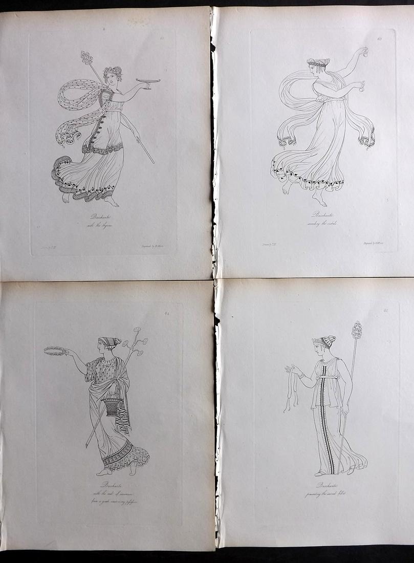 Hope, Thomas 1809 Lot of 4 Ancient Costume Prints. Deluxe Edition: Etching Published 1809, London for "Costume of the Ancients" by Thomas Hope. Deluxe Large Paper Edition. Paper Size: 11 x 9 inch (28 x 23cm) Good Condition