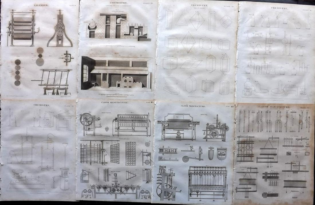 Millar, James 1827 Lot of 8 Antique Science Prints: Copper Plate Published 1827, Edinburgh for "Encyclopaedia Edinensis" by James Millar et al. Paper Size: 10.5 x 8 inch (27 x 20cm) Minor toning in parts, otherwise fine