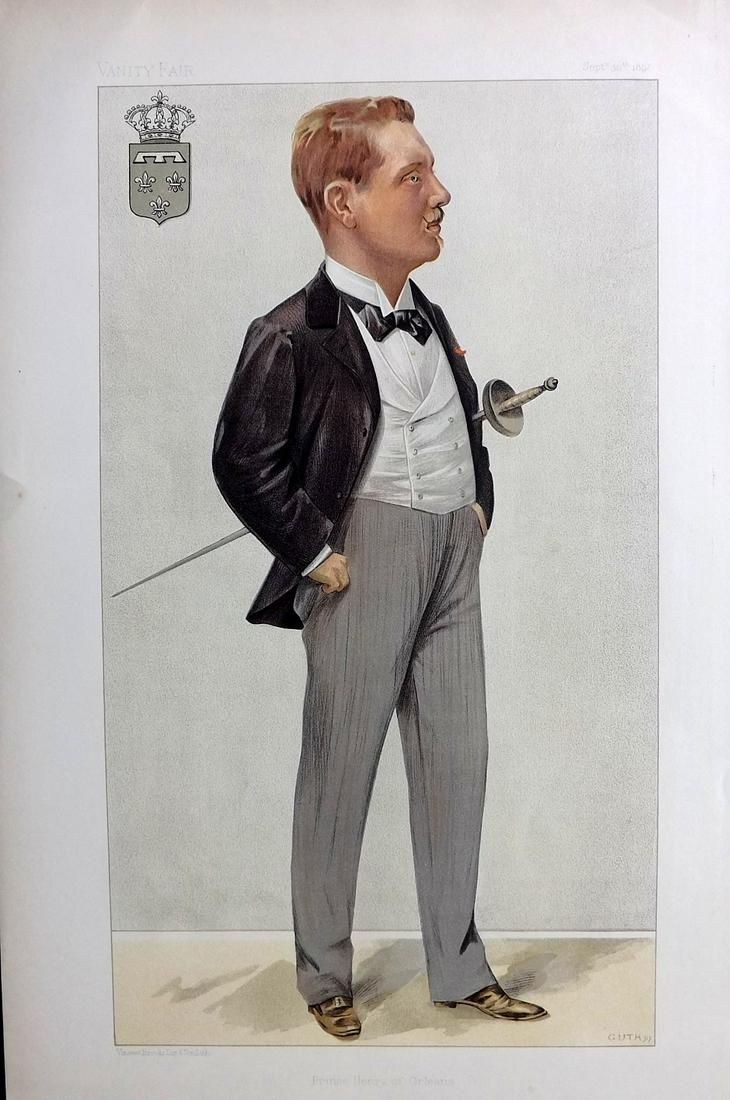 Vanity Fair Print 1897 Henry of Orleans, Sword Fencing (1 of 1)
