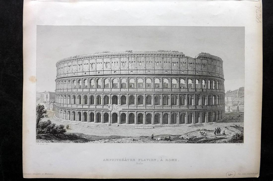 Gailhabaud, Jules 1850 Antique Print. Colosseum, Rome, Italy (1 of 2)