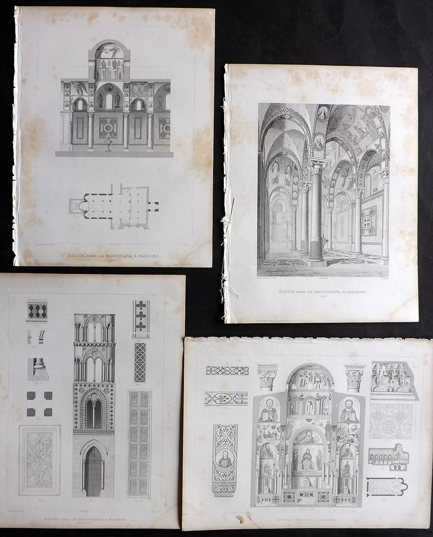 Gailhabaud, Jules 1850 Lot of 4 Prints. Palermo, Sicily, Italy (1 of 2)