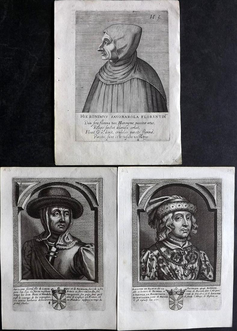 Ehinger & Sfondrati 1695 Lot of 3 Antique Portrait Prints: Copper Plates Published 1695 by Jacobus Muller, Giessen, Germany for "Innocentia Vindicata…" by Gabriel Ehinger and Celestino Sfondrati. Paper Size: 8.5 x 6 inch (22 x 15cm) Approx. Good Condition a