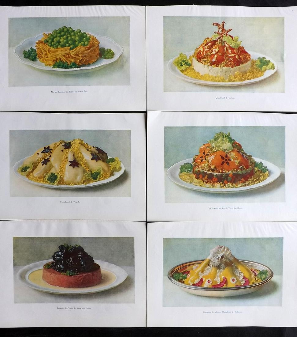 Fairclough, M. A. 1911 Lot of 6 Antique Food Prints: Offset Lithograph Published 1911, London for "The Ideal Cookery Book" M. A. Fairclough. Paper Size: 10 x 7 inch (26 x 18cm) Good Condition