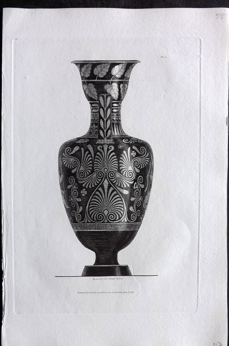 Moses & Englefield 1820 Antique Vase Print 06: Etching Published 1819-20, London for "Vases from The Collection of Sir. Henry Englefield Bart" Drawn and Engraved Henry Moses.Paper Size: 10.5 x 6.5 inch (27 x 16.5cm) Good Condition