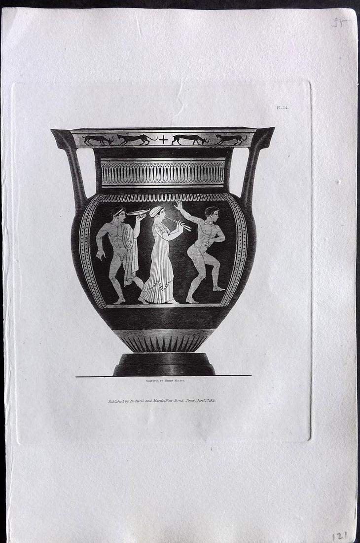 Moses & Englefield 1820 Antique Vase Print 24: Etching Published 1819-20, London for "Vases from The Collection of Sir. Henry Englefield Bart" Drawn and Engraved Henry Moses.Paper Size: 10.5 x 6.5 inch (27 x 16.5cm) Good Condition