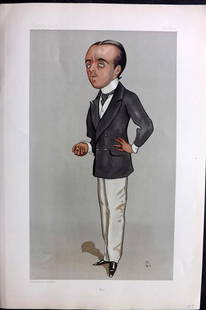 Vanity Fair Print 1897 Max Beerbohm, Artist: Chromolithograph Published 1869-1914, London for "Vanity Fair" Paper Size: 15 x 10 inch (38 x 25cm) Approx. Good Condition