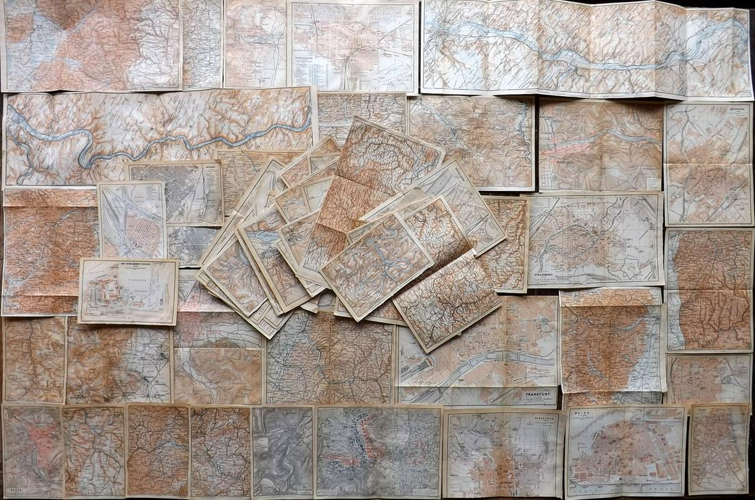 Baedeker, Karl 1900 Lot of 63 Maps. Rhine - Germany, Netherlands, Austria (1 of 4)