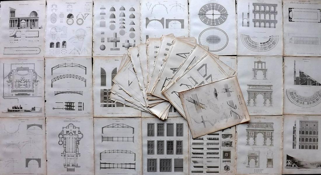 Rees, Abraham 1820 Lot of 50 Architecture Prints (1 of 8)