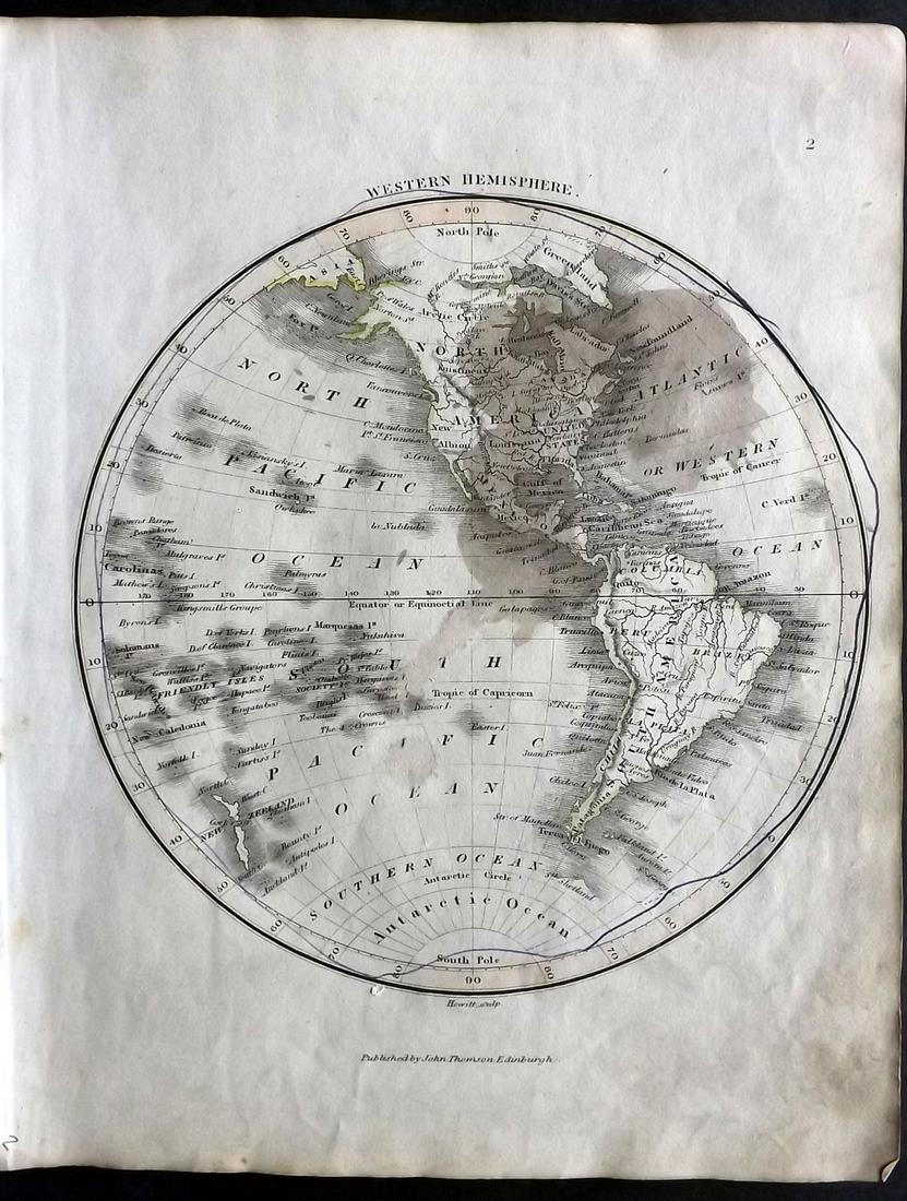 Thomson, John (Pub) 1825 Map. Western Hemisphere (Faults) (1 of 2)