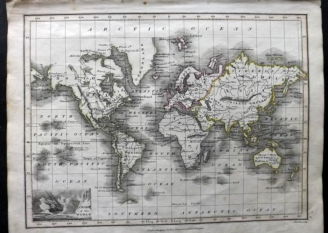 Thomson, John (Pub) 1825 Map. Chart of the World (1 of 2)