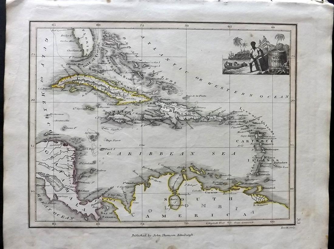 Thomson, John (Pub) 1825 Map. West Indies Caribbean (1 of 2)