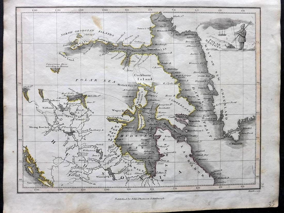 Thomson, John (Pub) 1825 Map. Polar Regions. Canada Greenland (1 of 2)
