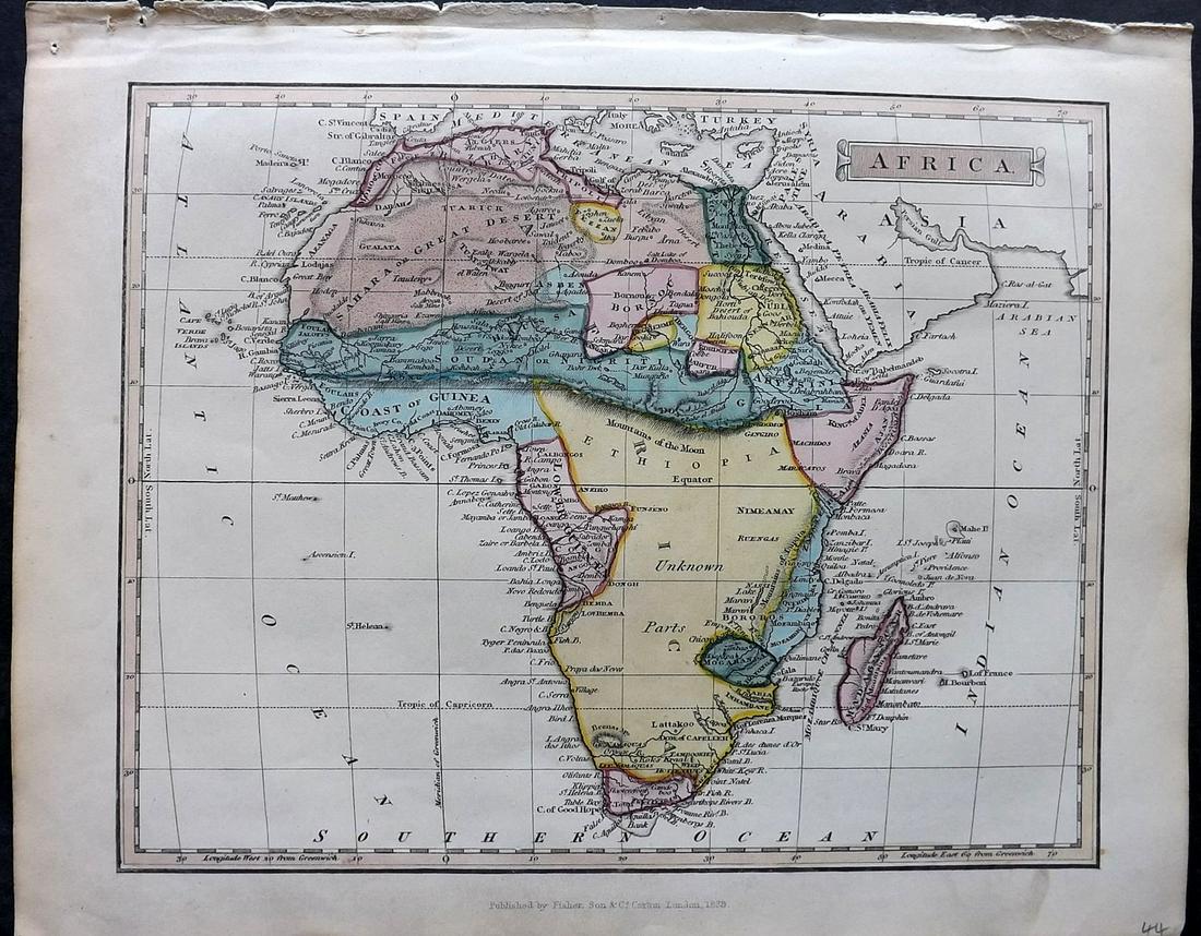 Russell & Barclay 1839 Hand Col Map. Africa (1 of 2)