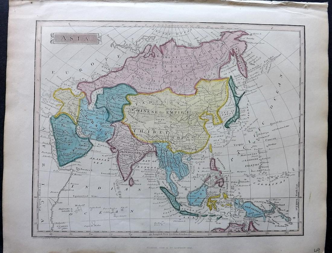 Russell & Barclay 1839 Hand Col Map. Asia (1 of 2)