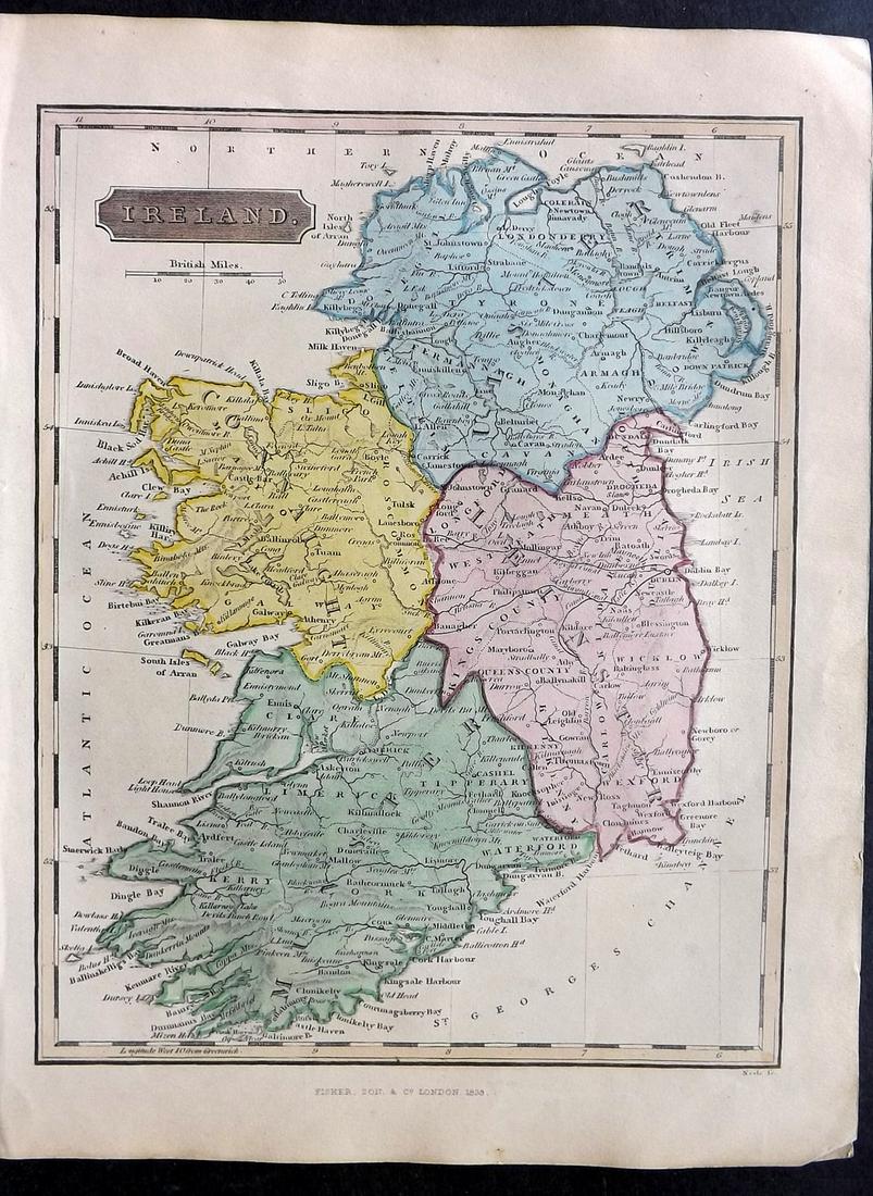 Russell & Barclay 1839 Hand Col Map. Ireland (1 of 2)
