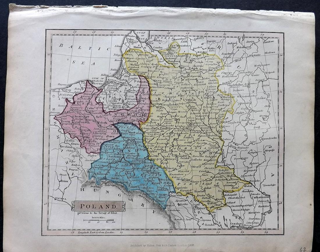 Russell & Barclay 1839 Hand Col Map. Poland (1 of 2)