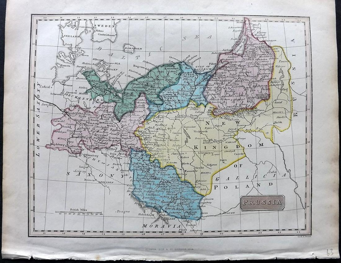 Russell & Barclay 1838 Hand Col Map. Prussia. Germany (1 of 2)