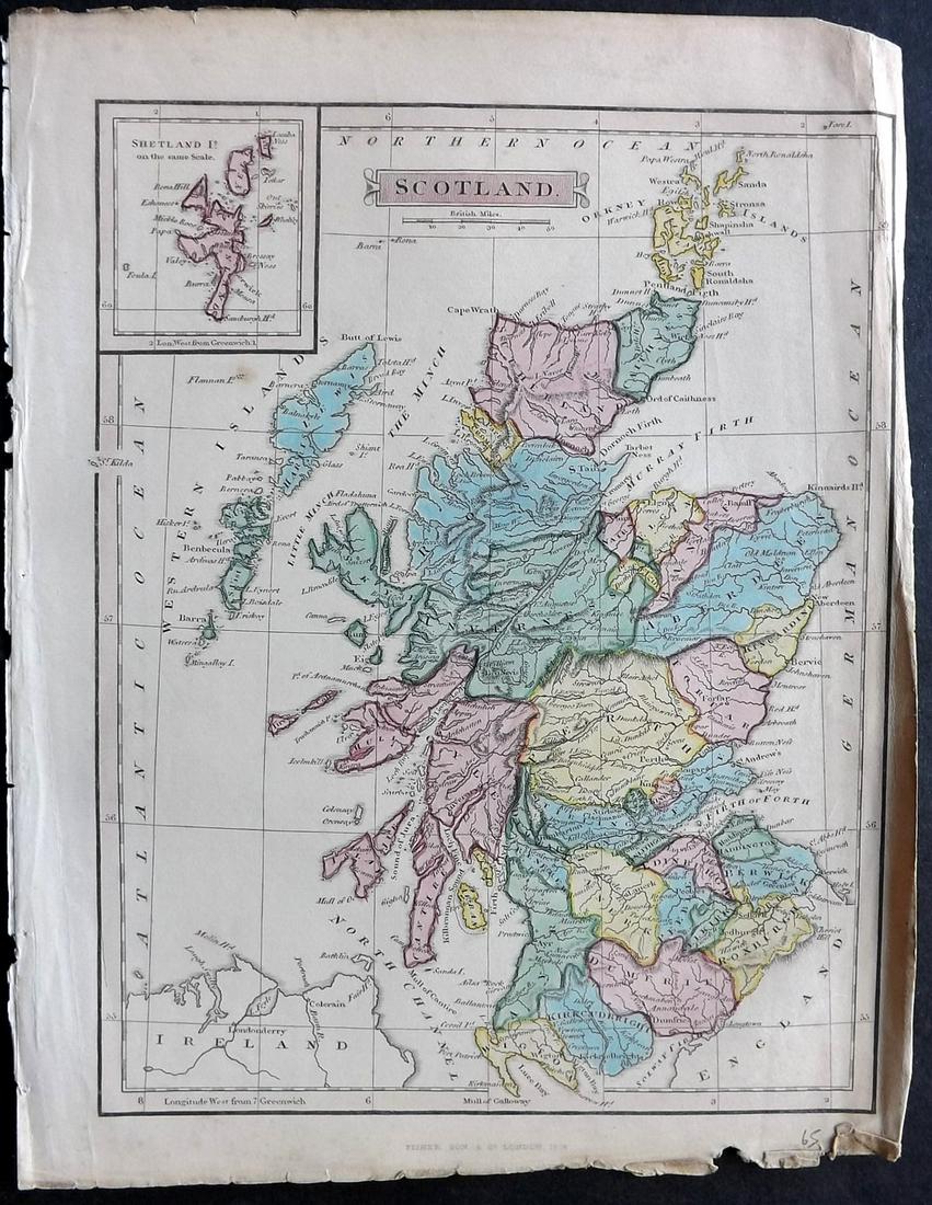 Russell & Barclay 1838 Hand Col Map. Scotland (1 of 2)