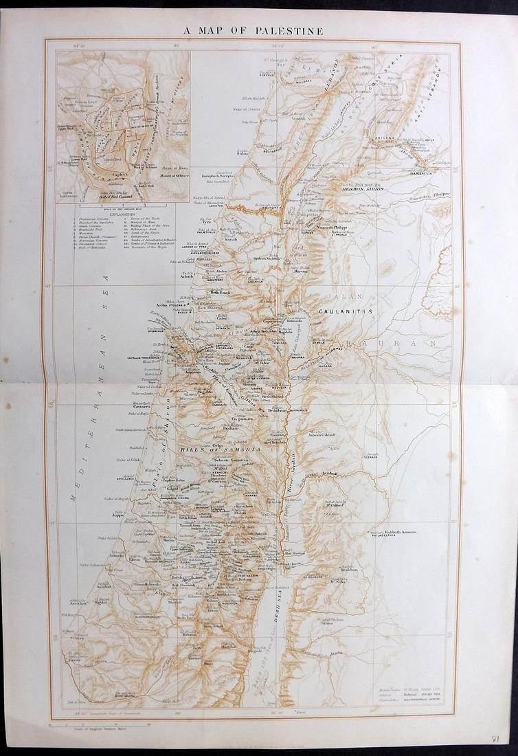 Wilson, Charles 1880 Folio Antique Map of Palestine (1 of 2)
