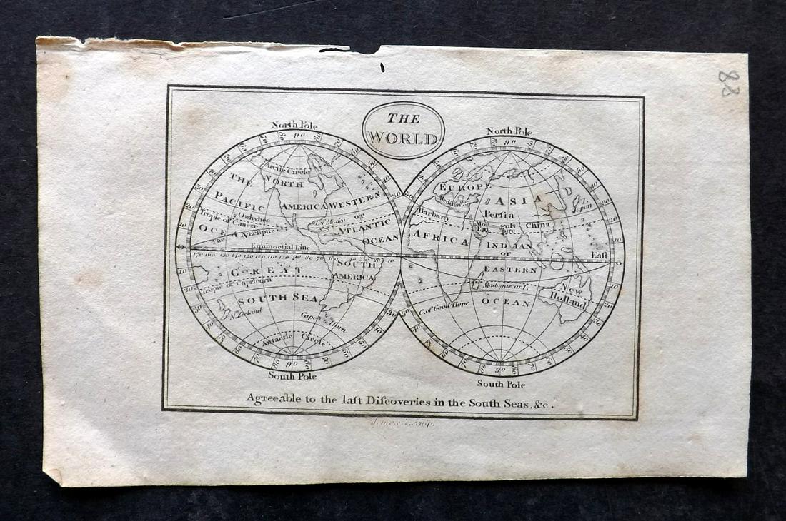 Turner, Richard 1814 Miniature Map. The World Hemispheres (1 of 2)