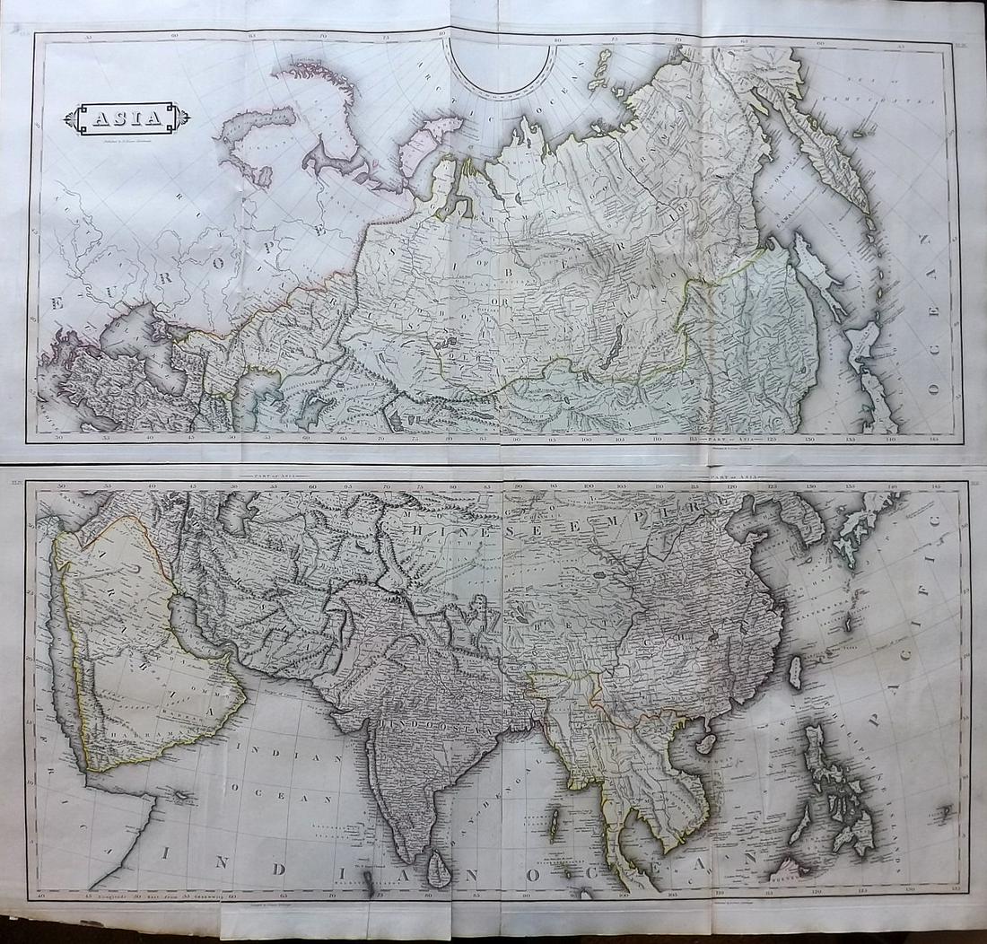 Lizars, Daniel 1831 LG Rare HC Map. Asia on 2 Sheets (1 of 2)