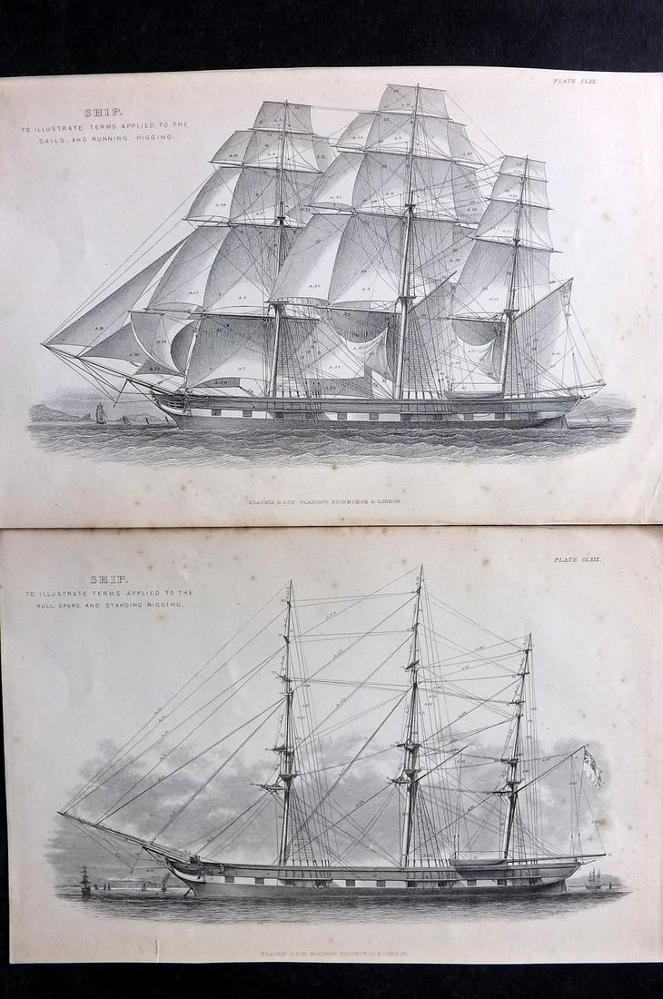 Blackie (Pub) C1875 Pair of Antique Ship Prints (1 of 2)
