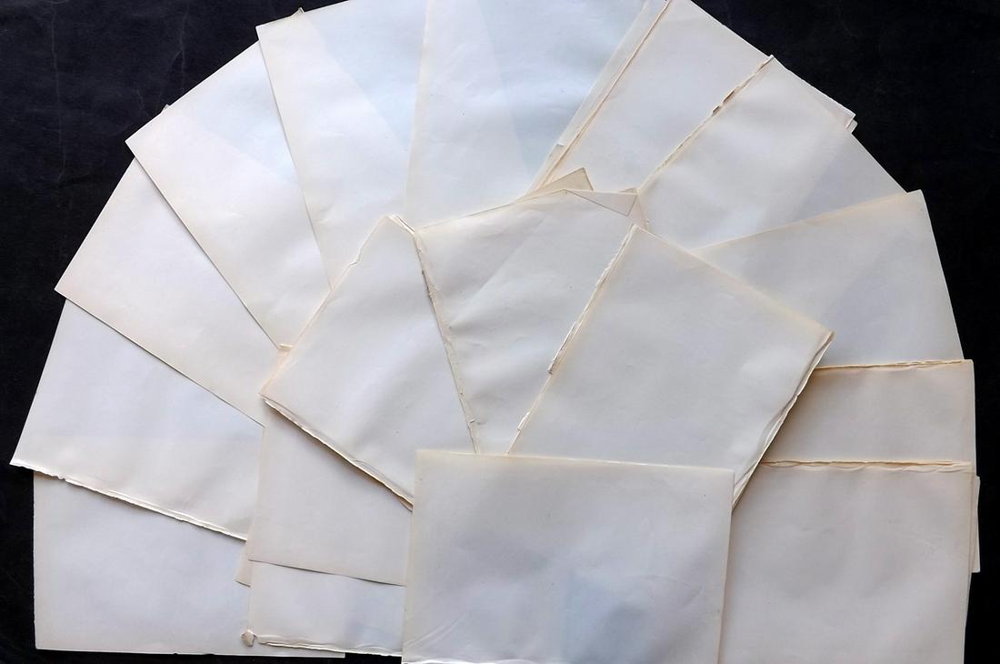 Old Paper, Bookbinding 1879 Lot of 40 Uniform Stock Sheets, 8vo: Lot of Stock Paper Sheets. British, 8vo. Made in 1879. Paper Size: 10 x 6.5 inch (25 x 16.5cm) Good Condition
