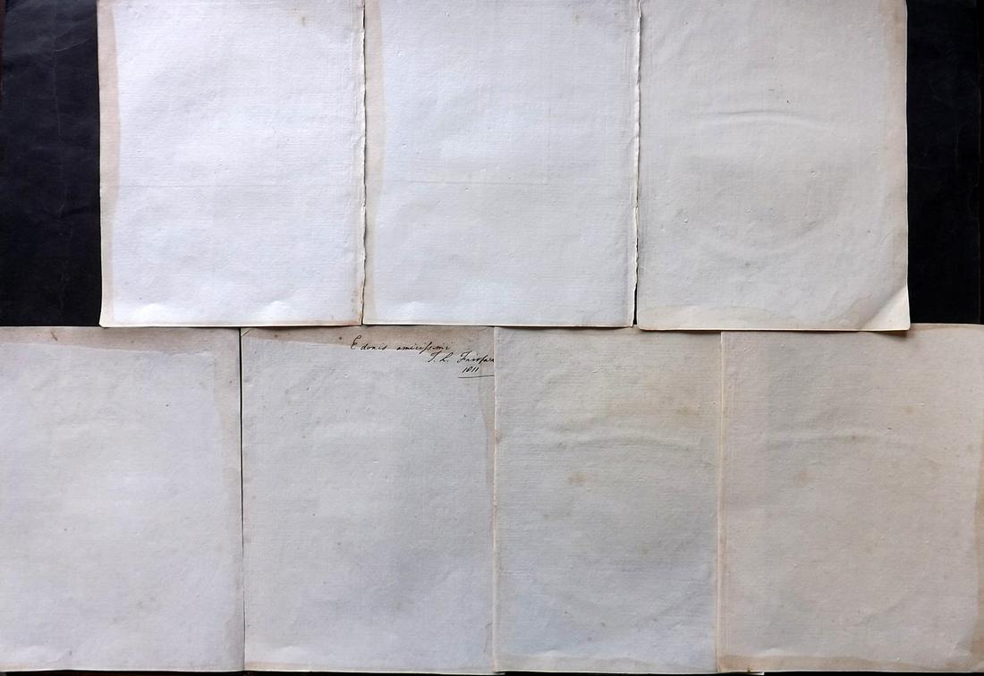 Old Paper, Bookbinding 18th Cent. Set of 7 Laid Paper Sheets. 4to (1 of 2)