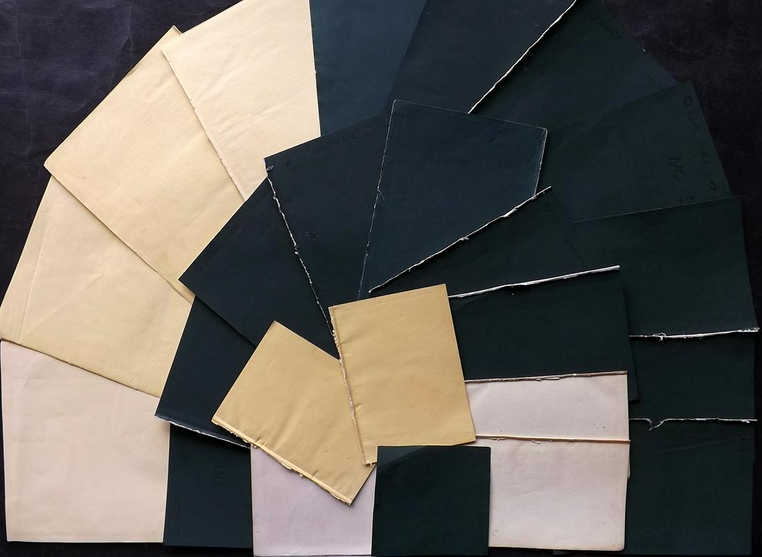 Old Paper, Bookbinding 19th Cent. Lot of 24 Colored Sheets (1 of 2)